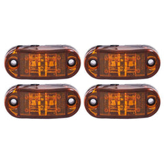 Red/Amber 2.5" 2 Diode Oval LED Trailer Truck Clearance Light Side Marker Light, Surface Mount Little Boat Marine Led Lights RV Camper Accessories