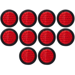 4" Round Amber LED Trailer Tail Light 24 LED Stop Turn Signal Brake Marker Running Lights w/ 3 Wire Pigtail Plug Trucks Trailer RV Boat Dump Truck Camper IP67 Waterproof DOT Certified 12V