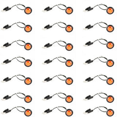 3/4" inch Amber/Red/White 3 LED Side Marker Clearance Light with Plug Black Ring Sealed Mini Round 3/4" Indicators Grill Lights Truck Trailer Car Bus Pickup Van Caravan Boat 12V