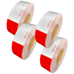 2" x150' roll DOT-C2 Premium Reflective Safety Red and White Conspicuity Tape Truck Trailer Boat Horse Trailer Diamond Pattern Long Lasting Waterproof Material, Super Strong Adhesive! 6" Red 6" White