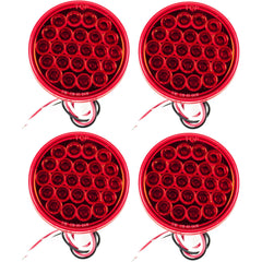 4" Round Amber LED Trailer Tail Light 24 LED Stop Turn Signal Brake Marker Running Lights w/ 3 Wire Pigtail Plug Trucks Trailer RV Boat Dump Truck Camper IP67 Waterproof DOT Certified 12V