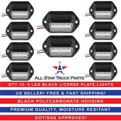 Trailer 6 LED License Plate Lights DOT FMVSS 108 SAE L Chrome/Black Surface Mount Waterproof 12V DC Courtesy Step License Plate Tag Light for UTV ATV Trailer Truck RV Boat 2.6"x1.3"