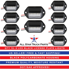 Trailer 6 LED License Plate Lights DOT FMVSS 108 SAE L Chrome/Black Surface Mount Waterproof 12V DC Courtesy Step License Plate Tag Light for UTV ATV Trailer Truck RV Boat 2.6"x1.3"