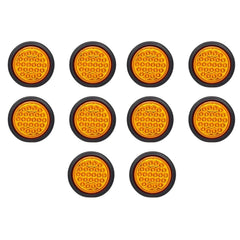 4" Round Amber LED Trailer Tail Light 24 LED Stop Turn Signal Brake Marker Running Lights w/ 3 Wire Pigtail Plug Trucks Trailer RV Boat Dump Truck Camper IP67 Waterproof DOT Certified 12V