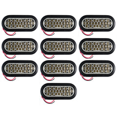 Red/White 6" Oval 24 LED Trailer Stop Turn Tail Reverse Backup Parking Brake Indicator Light Kit DOT Certified With Grommets & Plugs IP67 Waterproof Headache Rack Backrack