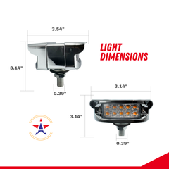 2x High Low Function Amber/Red 20 LED Marker Lights Turn Signal w/Horizontal Visor, Double Face Chrome Pedestal Lights T-Mount, Bumper Lights Replacement for Peterbilt/Kenworth/Freightliner Trucks 12V