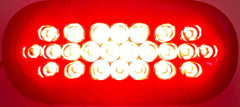 Red/White 6" Oval 24 LED Trailer Stop Turn Tail Reverse Backup Parking Brake Indicator Light Kit DOT Certified With Grommets & Plugs IP67 Waterproof Headache Rack Backrack