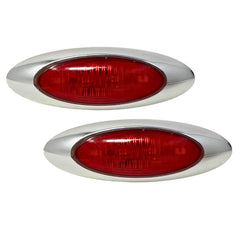 4-1/8" Amber/Red Led Side Marker Lights 4 LED Chrome Surface Mount with Bullet Plugs Waterproof Peterbilt Kenworth Freightliner Volvo Led Cab Panel Marker Lights Lites Sealed