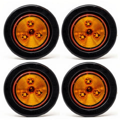 Red/Amber 2" Round Trailer 3 LED Clearance Side Marker Lights DOT FMVSS 108 SAE P2 Reflector Lens Grommet+Plug Flush-Mount Waterproof IP67 Marker Clearance Lights Trailer Truck
