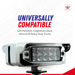 2x High Low Function Amber/Red 20 LED Marker Lights Turn Signal w/Horizontal Visor, Double Face Chrome Pedestal Lights T-Mount, Bumper Lights Replacement for Peterbilt/Kenworth/Freightliner Trucks 12V