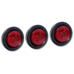 Red/Amber 2" Round Trailer 3 LED Clearance Side Marker Lights DOT FMVSS 108 SAE P2 Reflector Lens Grommet+Plug Flush-Mount Waterproof IP67 Marker Clearance Lights Trailer Truck