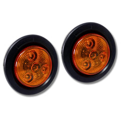 Red/Amber 2" Round Trailer 3 LED Clearance Side Marker Lights DOT FMVSS 108 SAE P2 Reflector Lens Grommet+Plug Flush-Mount Waterproof IP67 Marker Clearance Lights Trailer Truck