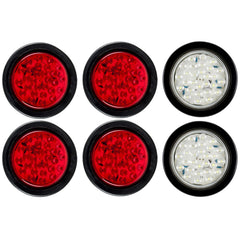 Qty 10- 4" Inch Red 28 LED Round Stop/Turn/Tail Brake Truck Light with Rubber Grommet & Wiring Trailer Truck RV 12V