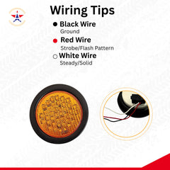 4" Inch Round 40 LED Diodes Stop Turn Tail Reverse Backup Signal Sealed Lights Red/White/Amber Assembly Rubber Mount for Trucks Trailers RV Boat Waterproof