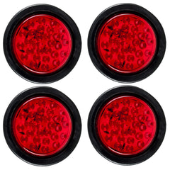 Qty 10- 4" Inch Red 28 LED Round Stop/Turn/Tail Brake Truck Light with Rubber Grommet & Wiring Trailer Truck RV 12V