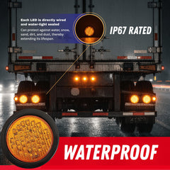 4" Inch Round 40 LED Diodes Stop Turn Tail Reverse Backup Signal Sealed Lights Red/White/Amber Assembly Rubber Mount for Trucks Trailers RV Boat Waterproof