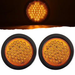 4" Inch Round 40 LED Diodes Stop Turn Tail Reverse Backup Signal Sealed Lights Red/White/Amber Assembly Rubber Mount for Trucks Trailers RV Boat Waterproof