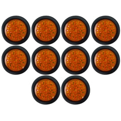 Qty 10- 4" Inch Red 28 LED Round Stop/Turn/Tail Brake Truck Light with Rubber Grommet & Wiring Trailer Truck RV 12V