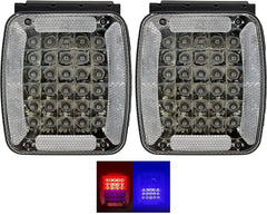 5.5" x 4" Rectangle 30 LED Red + Blue Strobe Light Iron/Metal Mounting Bracket DOT/SAE Approved Waterproof Anti-Shock Anti-Fog Towing Construction Safety Security (2 PACK)