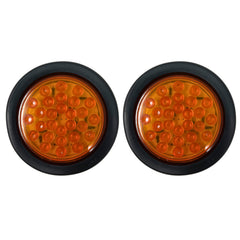 Qty 10- 4" Inch Red 28 LED Round Stop/Turn/Tail Brake Truck Light with Rubber Grommet & Wiring Trailer Truck RV 12V