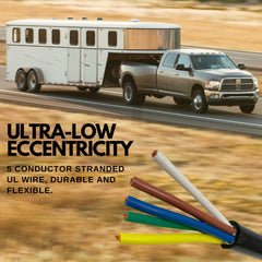 5 Way Trailer Wire Heavy Duty 14 AWG/Gauge CCA 5 Conductor Wire RV Trailer Tow Campers Cable Cord Insulated Stranded Copper Clad Aluminum Conductor Flexible Color-Coded DOT SAE Approved 25/50/100 FT