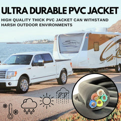 5 Way Trailer Wire Heavy Duty 14 AWG/Gauge CCA 5 Conductor Wire RV Trailer Tow Campers Cable Cord Insulated Stranded Copper Clad Aluminum Conductor Flexible Color-Coded DOT SAE Approved 25/50/100 FT
