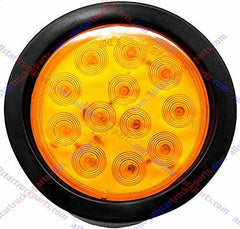 4" Inch White/Red/Amber 12 LED Round Stop/Turn/Tail/Reverse/Backup/Mid Turn/Signal Trailer Light Kit with 3 wire Pigtail Plug & Grommet