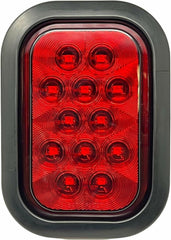 5x3 Red/White Rectangle Light 12 LED Stop/Turn/Tail Backup/Reverse Tow Truck Semi Trailer CM Flatbed Reading Postal Hitch Mounted RV Bus Grommet 3 Wire Pigtail Plug Kit 12V IP67