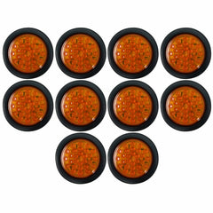 Qty 10- 4" Inch Red 28 LED Round Stop/Turn/Tail Brake Truck Light with Rubber Grommet & Wiring Trailer Truck RV 12V