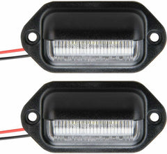 Trailer 6 LED License Plate Lights DOT FMVSS 108 SAE L Chrome/Black Surface Mount Waterproof 12V DC Courtesy Step License Plate Tag Light for UTV ATV Trailer Truck RV Boat 2.6"x1.3"