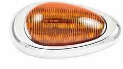 Pair (Qty 2) 6" Amber Sleeper Cab LED Side Marker/Turn Signal Led Light Clearance For Freightliner Century/Columbia Surface Mount Chrome Bezel Amber 15 LED Clear Lens Oval Sealed