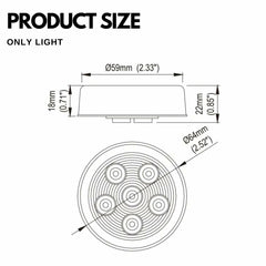 2.5/2-1/2" Round 6 LED Red/Amber Light Truck Trailer Side Marker Clearance Grommet Pigtail Plug Kit