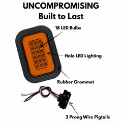 Red/White/Amber 5x3 3x5 Inch Rectangle 42 LED Trailer Tail Light Kit DOT FMVSS 108 SAE I6 P2 S2 Grommets/Plugs Submersible Stop Turn Tail Brake/Backup Reverse Halo for Tow Truck 80" Wide Trailer 12V