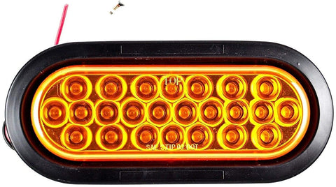 6" Oval LED Recessed Amber Strobe Light, 24 LED DOT/SAE Approved & Marked, Waterproof, Super Bright High Powered Strobe for Towing (With Grommet)