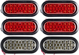 4 Red + 2 White 6" Oval LED Trailer Tail Light Kit [DOT Certified] [Grommets & Plugs Included] [IP67 Waterproof] Stop Brake Turn Reverse Back Up Trailer Lights for RV Truck Jeep