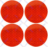 3" Inch Round DOT-SAE Amber/Red High Visibility Reflective Stick-On Prism Reflector | Strong Adhesive/Weatherproof | Trailer Camper RV Flatbed Fender Property Boat Marine