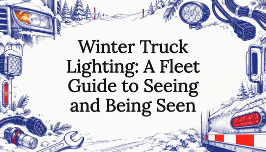 Winter truck lighting title card illustration