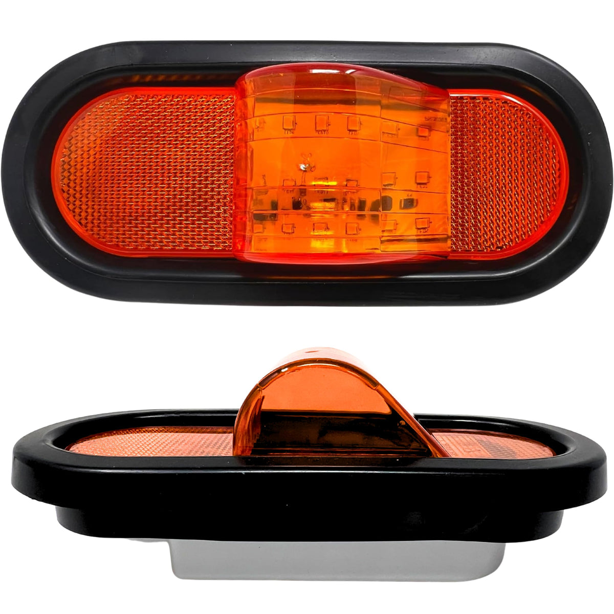 2x 6" Mid Turn Signal Amber Marker Light Rubber Mount 18 LED w/Reflex Lens Universal Waterproof 6 Inch Oval Led Mid-Ship Marker and Turn Signal Semi Truck Trailer Peterbilt Kenworth Light