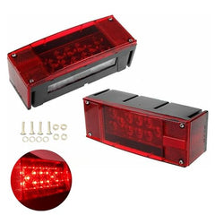 All Star Truck Parts 2PC (Left and Right) 12V 12 LED Low Profile Submersible Rectangle Trailer Lights Sealed PREMIUM Waterproof Boat Trailer Stop Turn Tail License Plate Brake Running Light