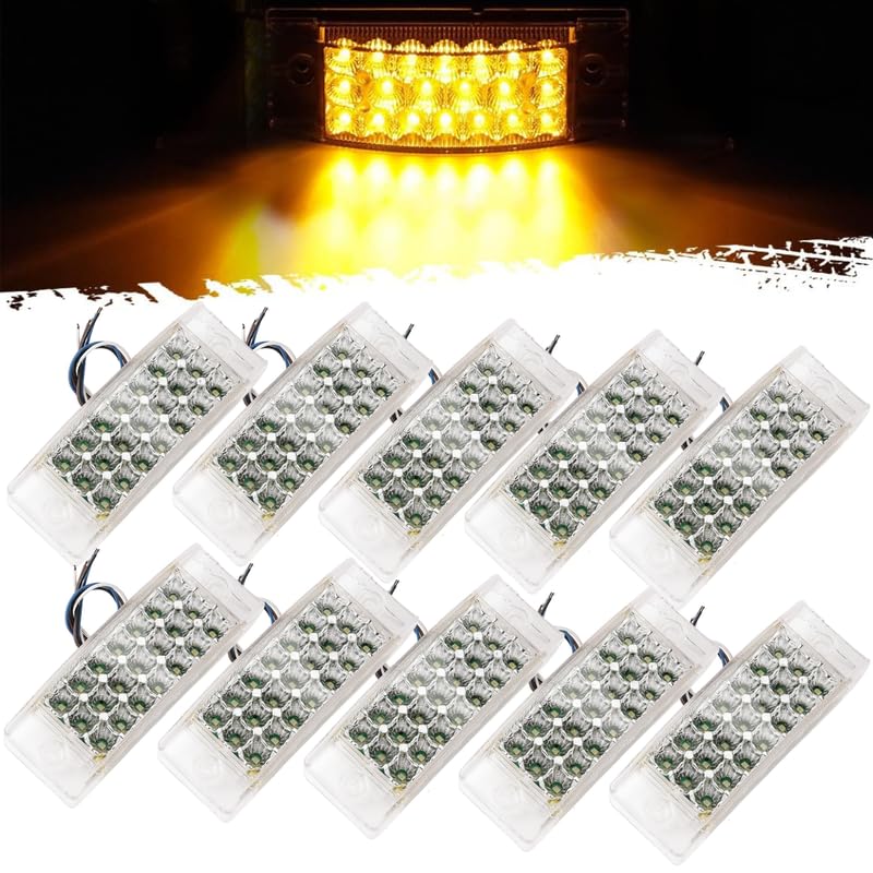 Amber/Red 6" 21 LED Side Marker Clearance Light Rectangle 12V Truck Trailer Camper Boat Marine 6x2 Rectangular Surface Mount Sealed and Waterproof