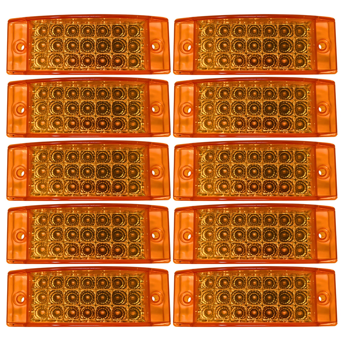 All Star Truck Parts Amber/Red 6" 21 LED Side Marker Clearance Light Rectangle 12V Truck Trailer Camper Boat Marine 6x2 Rectangular Surface Mount Sealed and Waterproof
