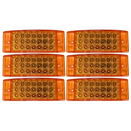 All Star Truck Parts Amber/Red 6" 21 LED Side Marker Clearance Light Rectangle 12V Truck Trailer Camper Boat Marine 6x2 Rectangular Surface Mount Sealed and Waterproof