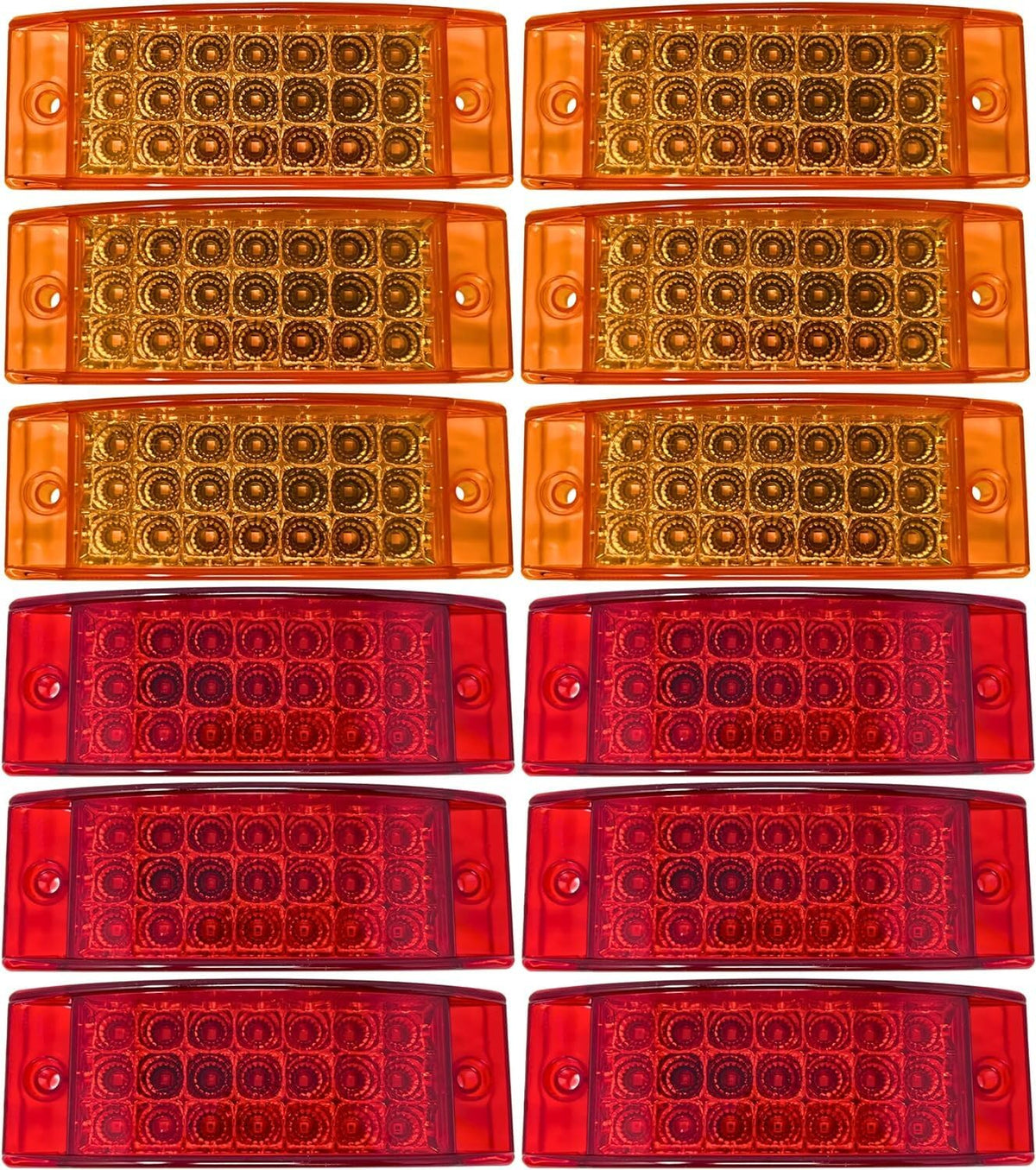 Amber/Red 6" 21 LED Side Marker Clearance Light Rectangle 12V Truck Trailer Camper Boat Marine 6x2 Rectangular Surface Mount Sealed and Waterproof
