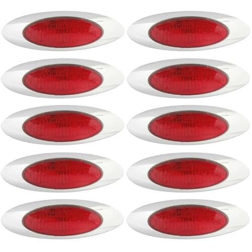 6.5" Oval Side Marker Light 6 LED Amber Chrome Bezel Freightliner Trailer
