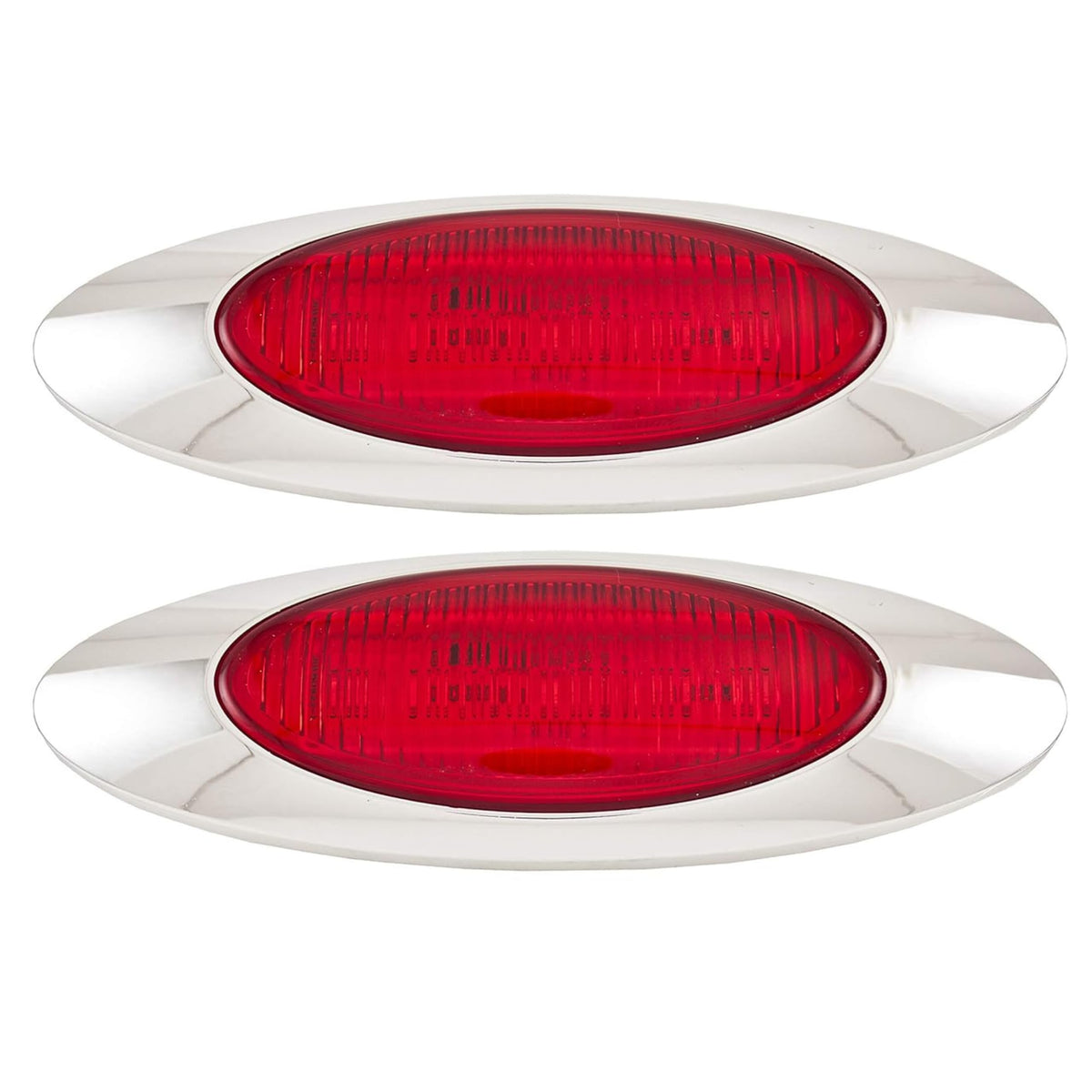 6.5" Oval Side Marker Light 6 LED Amber Chrome Bezel Freightliner Trailer