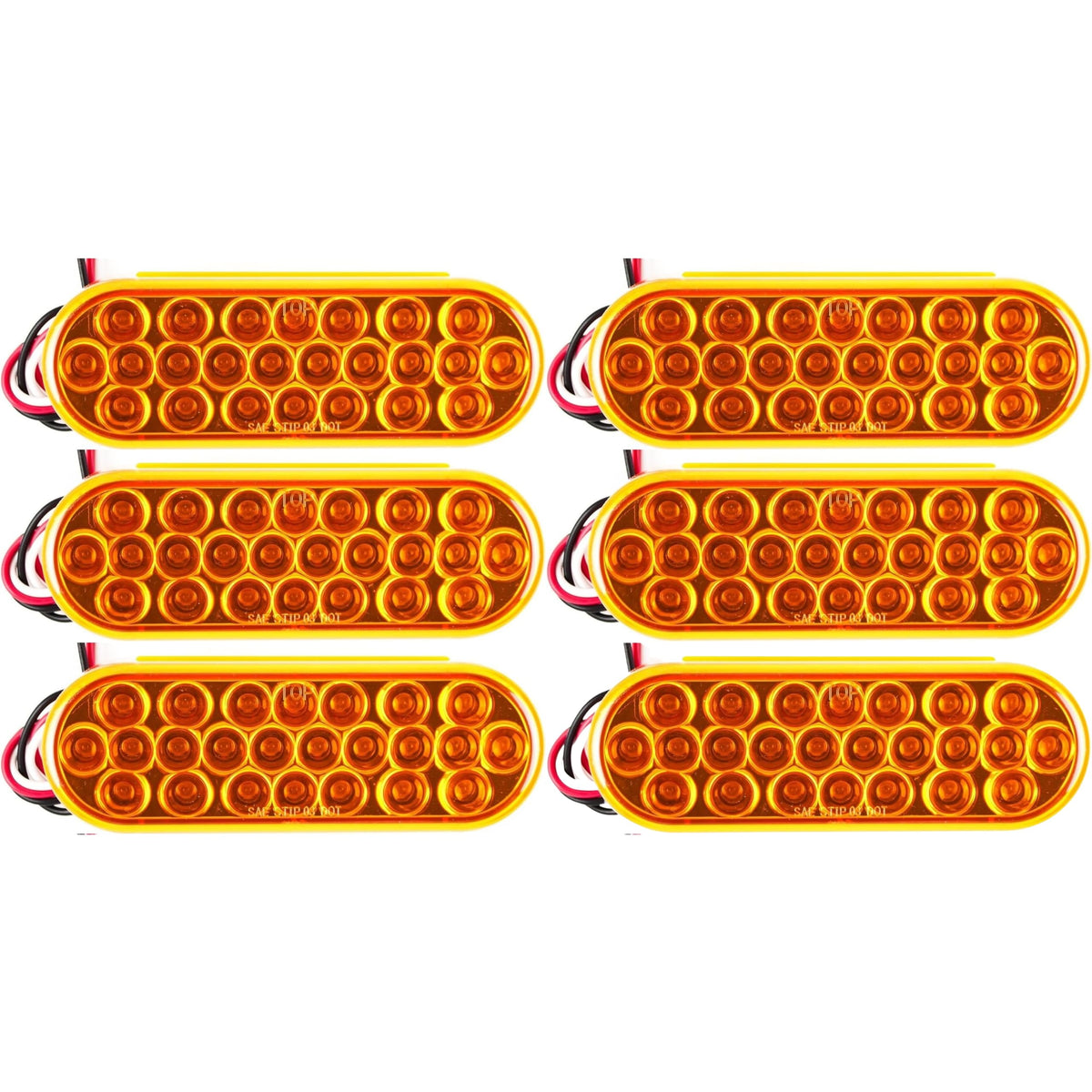 6.5" Inch Oval Amber/Red 24 LED Turn Tail Clearance Signal Light Truck Trailer