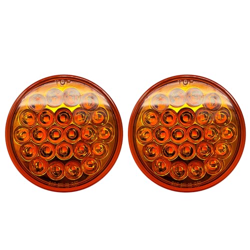 All Star Truck Parts 4" Round LED Recessed Amber Strobe Light, 24 LED DOT/SAE Approved & Marked, Waterproof, Super Bright High Powered Strobe for Towing (2PC Without Grommet)