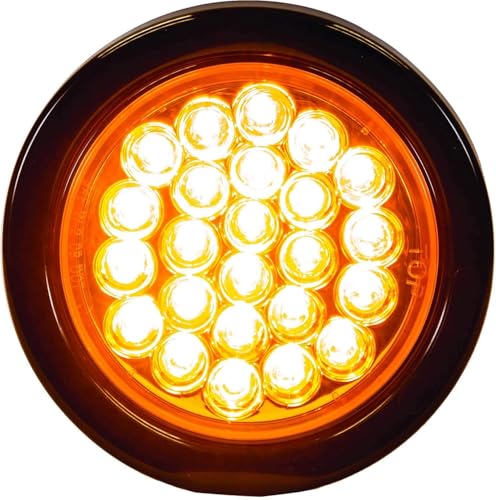 All Star Truck Parts 4" Round LED Recessed Amber Strobe Light, 24 LED DOT/SAE Approved & Marked, Waterproof, Super Bright High Powered Strobe for Towing (2PC Without Grommet)