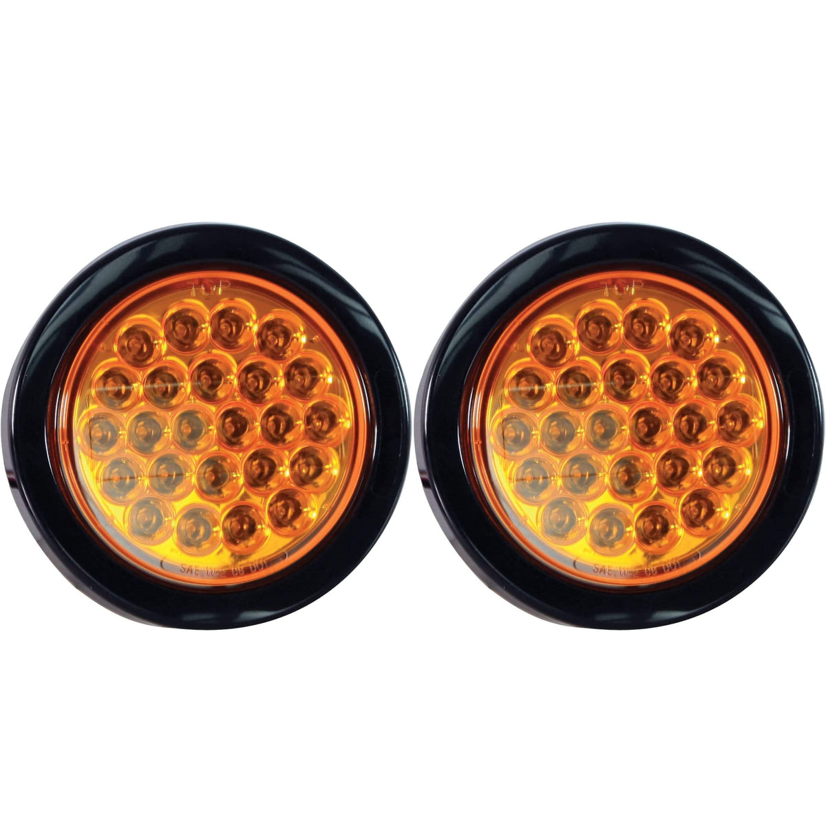 All Star Truck Parts 4" Round LED Recessed Amber Strobe Light, 24 LED DOT/SAE Approved & Marked, Waterproof, Super Bright High Powered Strobe for Towing (2PC Without Grommet)