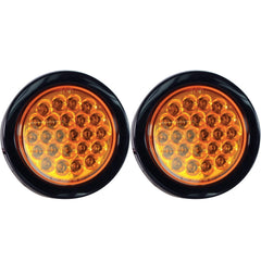 4" Round LED Recessed Amber Strobe Light, 24 LED DOT/SAE Approved & Marked, Waterproof, Super Bright High Powered Strobe for Towing (2PC Without Grommet)
